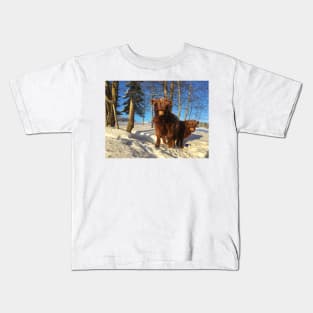 Scottish Highland Cattle Calves 1703 Kids T-Shirt